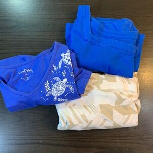 Coral Bay T Shirts Bundle Turtle Print Square Neck Short Sleeve XL Basic Comfort